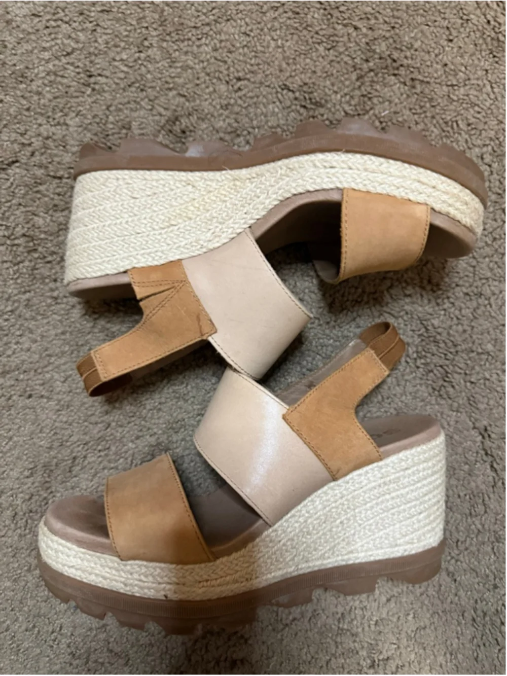 Women's Sorel Tan Joanie Li Beige Wedge Sandals Size 10.5